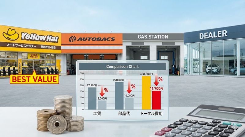 2.オートバックスなど他店との料金比較
