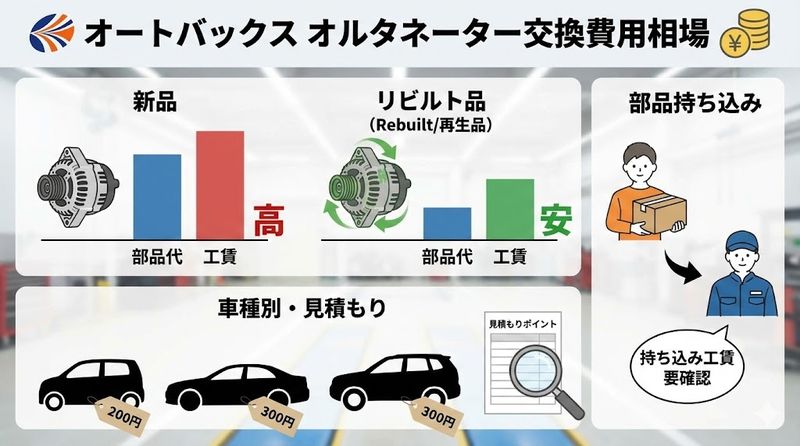 2.オートバックスでのオルタネーター交換費用相場