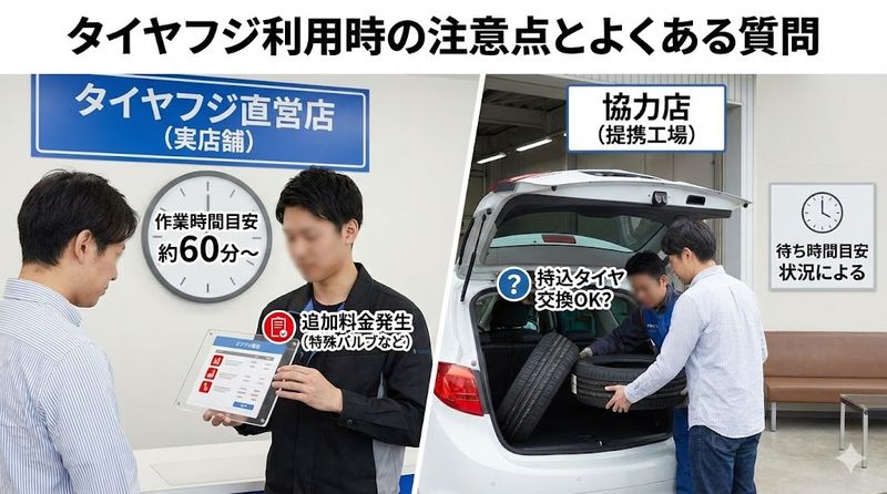 4.タイヤフジ利用時の注意点とよくある質問