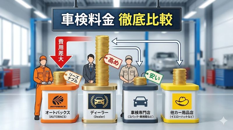 2.オートバックス車検とディーラー・他社との料金比較
