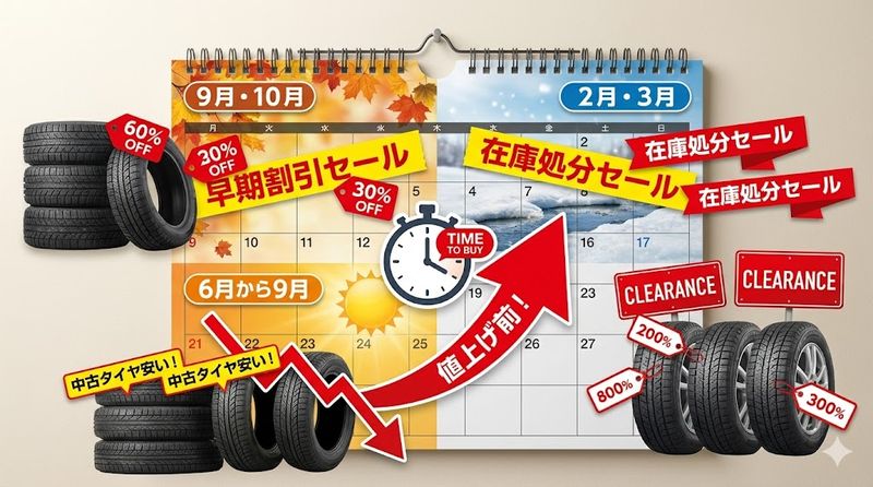 2.スタッドレスタイヤを最も安く買える時期