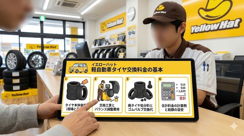 1.イエローハットの軽自動車タイヤ交換料金の基本