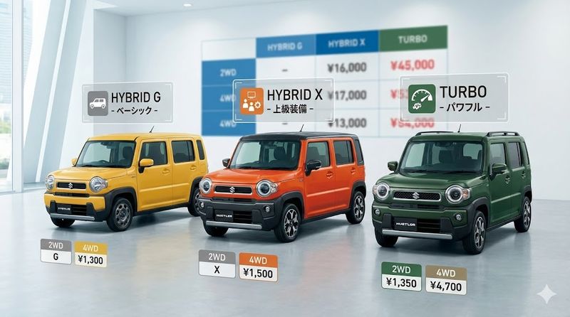 1.ハスラー新車の基本価格とグレード構成