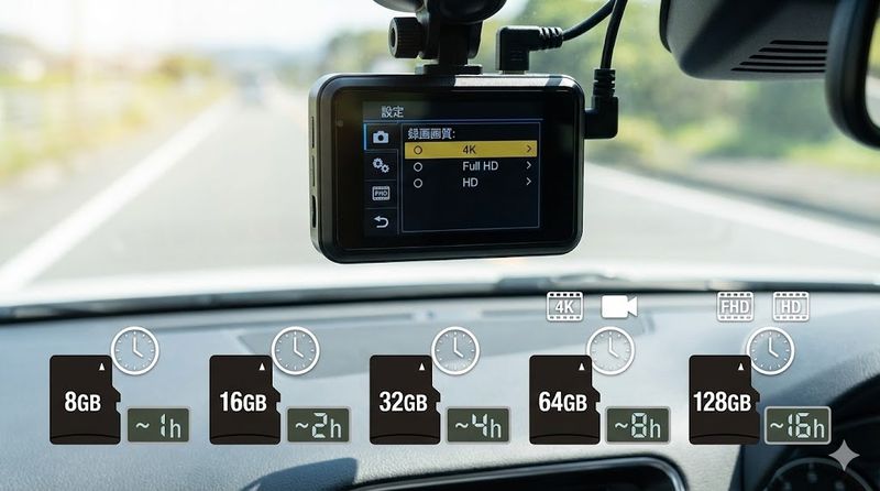 2.SDカード容量別の録画可能時間