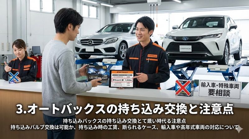 3.オートバックスの持ち込み交換と注意点