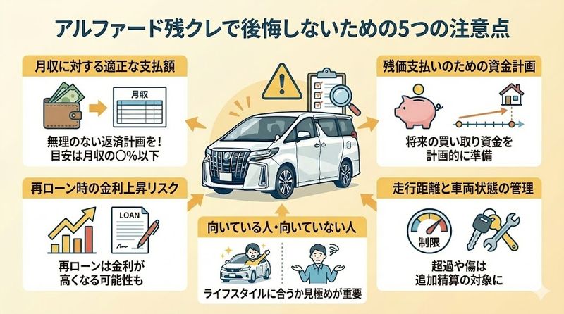4.アルファード残クレで後悔しないための注意点