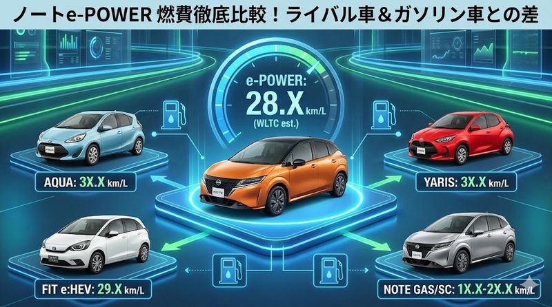 3.ノートe-POWERの燃費を他車と徹底比較